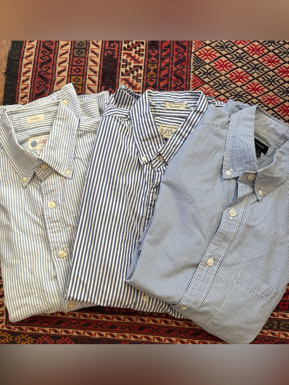 J. Crew Men's Blue and White Striped Button-Down Shirts lot of 3 size small